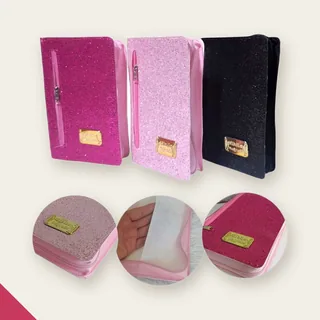 Capa para Bíblia Média Brilhosa Glitter com Zíper e Bolso…