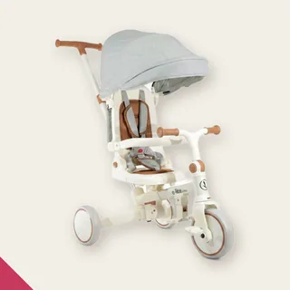 Triciclo Infantil Com Empurrador E Pedal 3 Em 1 Bicicleta Cinza