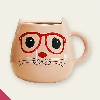 Caneca Gato Rosa Carinhas 500ml Porcelana Fofa Presente…