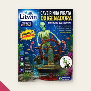ESQUELETO CAVEIRA ANIMADA C/ MOVIMENTO P/ AQUÁRIOS CAPITÃO DO…