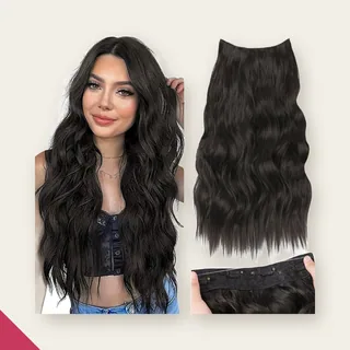 Cabelo Ondulado Bio Humano Fio Invisível Tic Tac 65cm 140gr